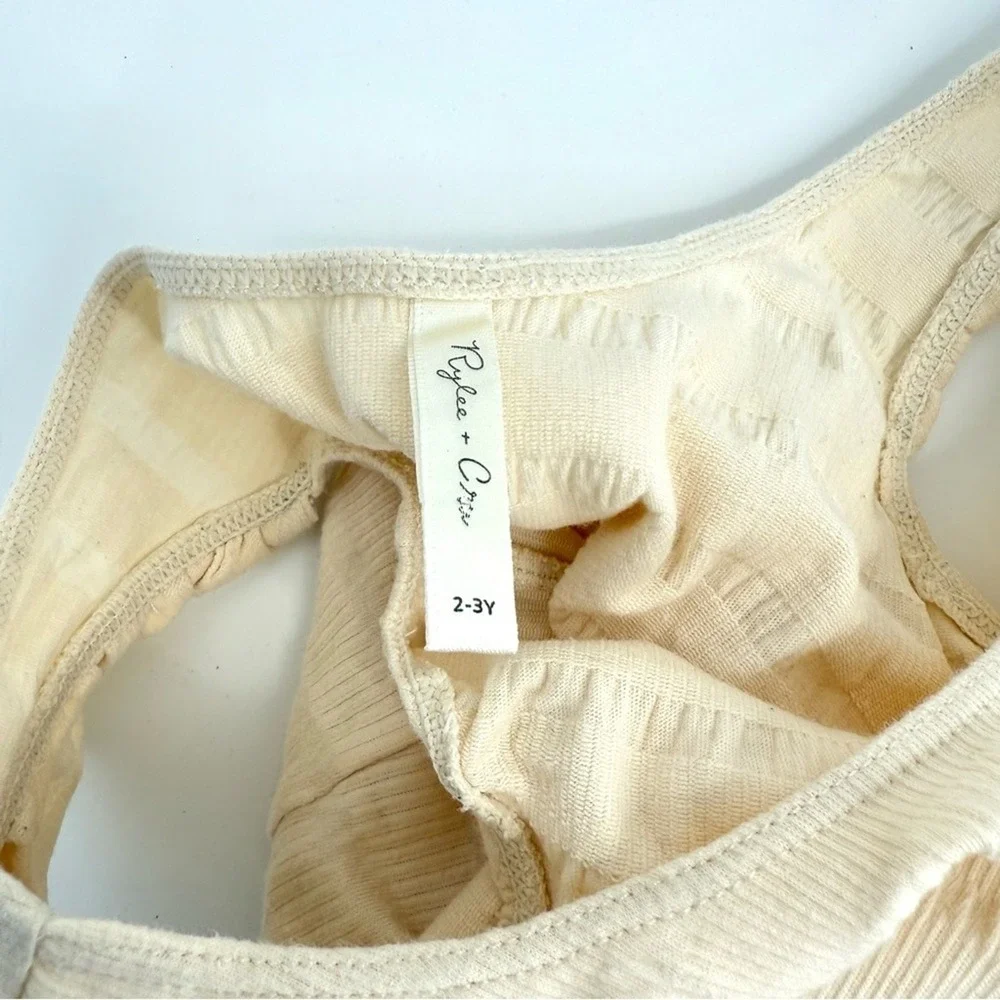 Rylee + Cru Cream Natural Ruffle Ribbed Bodysuit 2-3 Y‎